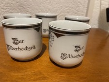Porzellan Kaffeetassen Teetassen "Zur Silber Hochzeit"   5 Stück 