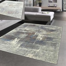 Designerteppich Gang Wohnzimmer abstrakt grau blau