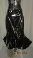 Lackrock lang Godetrock Lack S - XXXL Schnürgürtel,Vinylskirt With Godet Wetlook