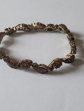 Jugendstil  H&S Armband 79x Granaten Böhmische Granaten  vergoldet