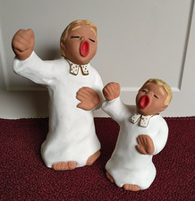 2 tolle - Rot Keramik Engel - Dirigenten -  15 cm und 10,5 cm  - ohne Taktstock