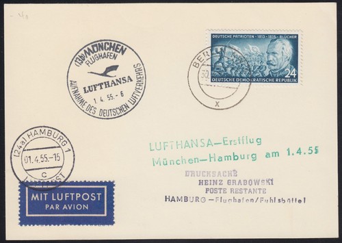 Ddr beleg 1955 - beleg, ef