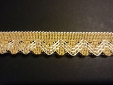3 Meter alte beige Webborte Posamentenborte Bordüre Breite: 2,5 cm