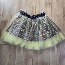 Petticoat Mini Rock bunte Pailetten mehrlagig gelb S 38