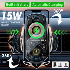 15W Qi Ladegerät Auto KFZ Handy Halterung Induktions Clamping Wireless Charger