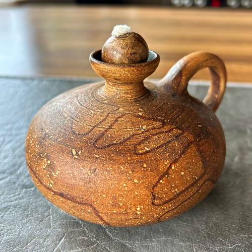 Keramik öllampe braun mit - keramik,