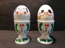 Salz- & Pfefferstreuer Set mit Eierbechern Porzellan mit lustigen Gesichtern