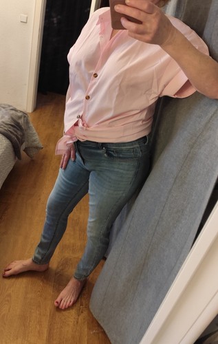 Lange hellrosa bluse l - hellrosa, 40