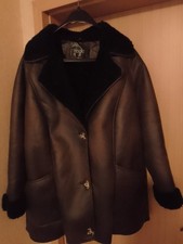 Lederimitat Jacke, Gr. 50, Braun, Kunstlammfell Innenfutter und Kragen schwarz