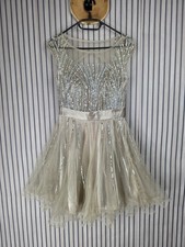 Luxuar champagner Glitzer Ballkleid cocktail xs 34 Tüll Gold