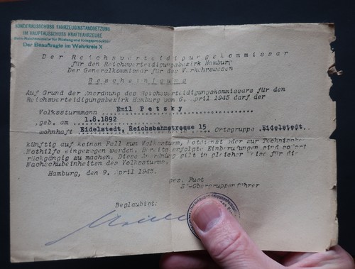 Volkssturm dokument hamburg - ,