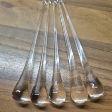 5x  Murano Glas Eiszapfen klar Tropfen  Vintage Handarbeit, mundgeblasen 
