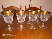 8 Vintage Gläser Kristall mit Goldrand
