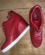 Heine Echtleder Stiefelette ROT Gr. 36 Plateau Keilabsatz Gummisohle NP 139€