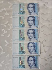 5 x 100 DM Scheine, Banknoten