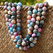 NELLYS Achat Perlen bunt marmoriert Feuerachat Perlen Edelsteine