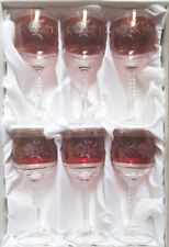 6 Weingläser Weinrömer Weinglas geschliffen rot H: 17 cm sehr alt nicht benutzt