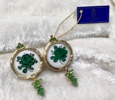 Augarten Wien Porzellan u. Smaragde Ohrringe - vergoldetes Sterlingsilber