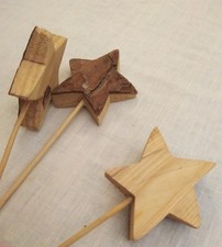 Stecker STERN 3St.Natur Holz Borke DEKO Ladenrestposten!1.Artikel auf 1.Foto NEU