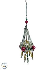 Antiker Perlen Weihnachtsglasschmuck, Gablonz, Tschechien ~ 1930 (# 16119)