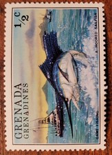 Briefmarke alt old Stamp Grenada Grenadines  1/2 Cent Fishing Sailfish selten