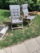 Teak Gartenstuhl mit Armlehnen mit Liegefunktion und wertige 5cm Auflagen