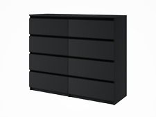 Kommode mit 8 Schubladen Sideboard Schrank Anrichte Highboard 120 Schwarz holz