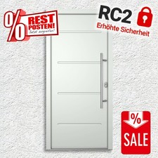 Haustür RC2 Sicherheitstür Aluminium Weiß Hauseingangstür 2080x980mm Links