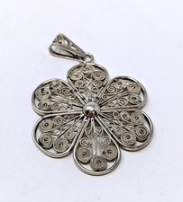 Großer Art Deco Anhänger Blume 835 Silber filigran Handarbeit Art.-Nr:1590