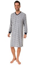 Normann Herren Frottee Nachthemd langarm mit Bündchen - auch in Übergrößen