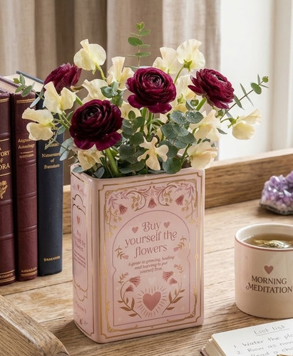 Keramikvase buchform rosa - in,