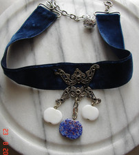 Trachtenschmuck Kropfkette Samt-kette Blau  Glas Äpfeln  Trachten von Oma Fest
