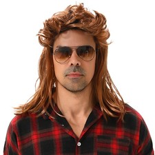 MAASKANTJE "Bami" Retro Mullet Vokuhila Perücke hellbraun neu