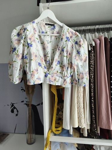 Zara croptop bluse blumen - zara,
