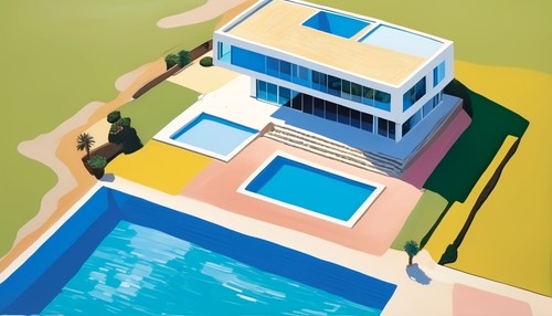 Drohnen blick pool beach mid - blick,