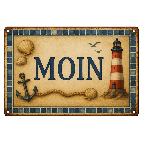 Moin leuchtturm schild - moin,