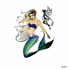 Temporäres Tattoo Meerjungfrau Mermaid Frau Punk Rockabilly Einmal Wasserfest