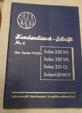 SABA Kundendienst  Heft 4, Reparaturanleitung Röhrenradio Volksempfänger 1933-35