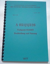 NVA DV A 051/1/326 FUNKGERÄT R 123MT  HANDBUCH  R123 PANZERFUNKGERÄT   
