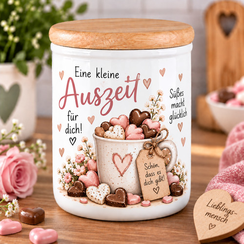 Keramikdose mit holzdeckel - mit,