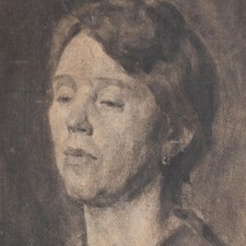 Frauenbildnis 1907 Zeichnung Kohle Kreide Porträt Impressionismus Orig signiert