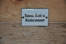 Altes Emailschild/Türschild Sauna,Gast-Und Kinderzimmer,Retro,Vintage