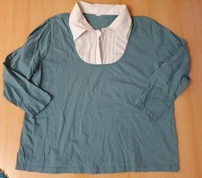 Damen Tunika Bluse,Kragenpulli,grün,USA 14,44/46 ?,Baumwolle,3/4Arm 