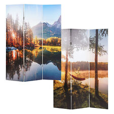 B-Ware Foto-Paravent mit Schallschutz MCW-L55, Sichtschutz,180x122cm Waldsee
