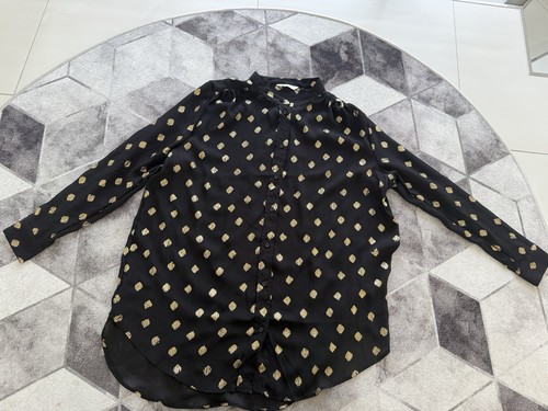 Bluse schwarz gold - bluse, l