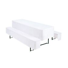 Hussen Set Bierzeltgarnitur Biertischhusse Bierbankank 3-teilig, Weiß