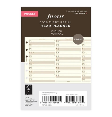 Filofax kalendereinlage pocket - kalendereinlage,