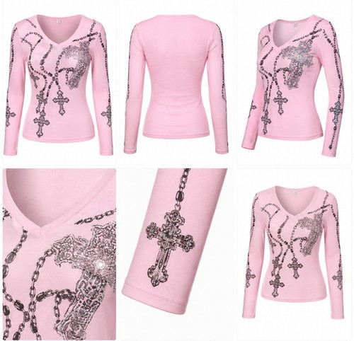 Damen shirt rosa - damen, langarm