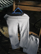 Mädchen/Jungen-Zwillinge, Leggings, Gr. 98 geschätzt, Grau/Schwarz, Baumwolle