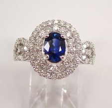 2,24 Ct Diamant Und Saphir Doppelter Halo Verlobungsring 18K Weißgold Q540